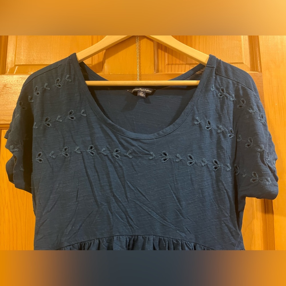 American Eagle Navy Blue Peplum Shirt - Picture 3 of 4